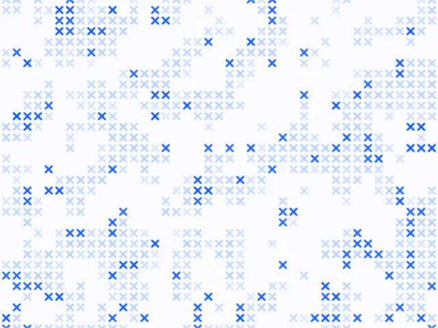 Cross Stitch Clusters: Full-bleed animated cross-stitch field; the pointer sews colored stitches that slowly unravel.