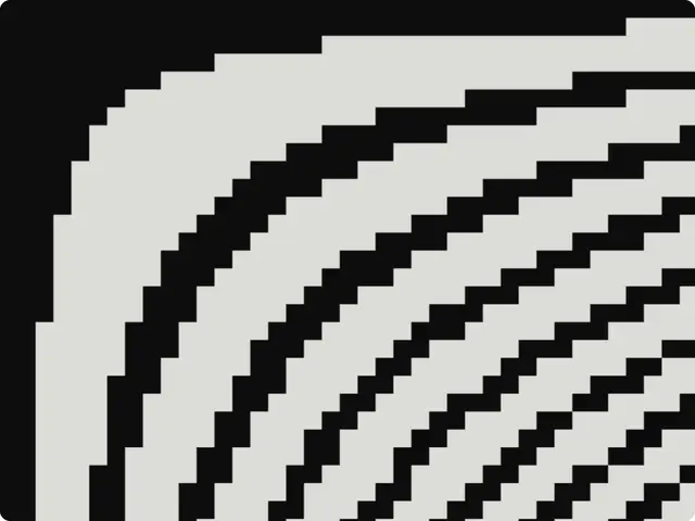 Math Plot Grid: A mathematical function sampled on a coarse rectangular grid and thresholded to black and white, producing aliased moiré staircases, animatable.