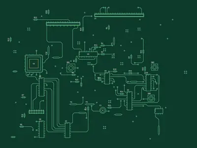 Circuit board pattern generator example: Circuit Blueprint, Green Board preset