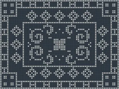Cross stitch pattern generator example: Cross-Stitch Tile, seed 58311