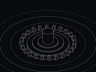 Isometric illustration generator example: Isometric Wireframe Scene, Blueprint preset