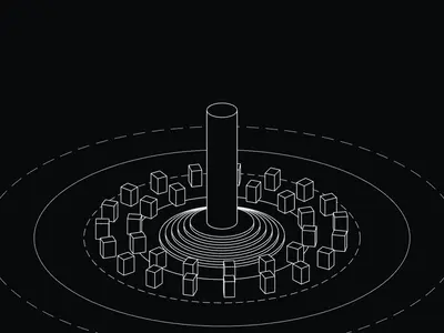 Isometric illustration generator example: Isometric Wireframe Scene, Monolith preset