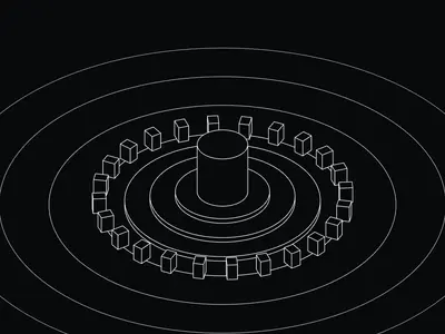 Isometric illustration generator example: Isometric Wireframe Scene, seed 58311