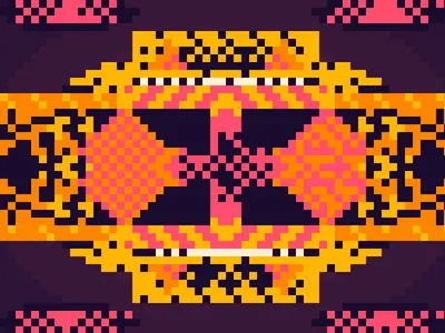 Pixel art pattern generator example: Mirror Pixel Totem, Sunset temple preset