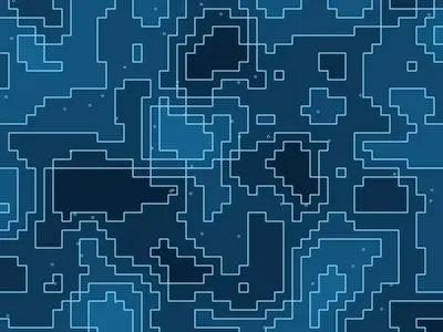 Topographic map generator example: Contour Field, Pixel ocean preset